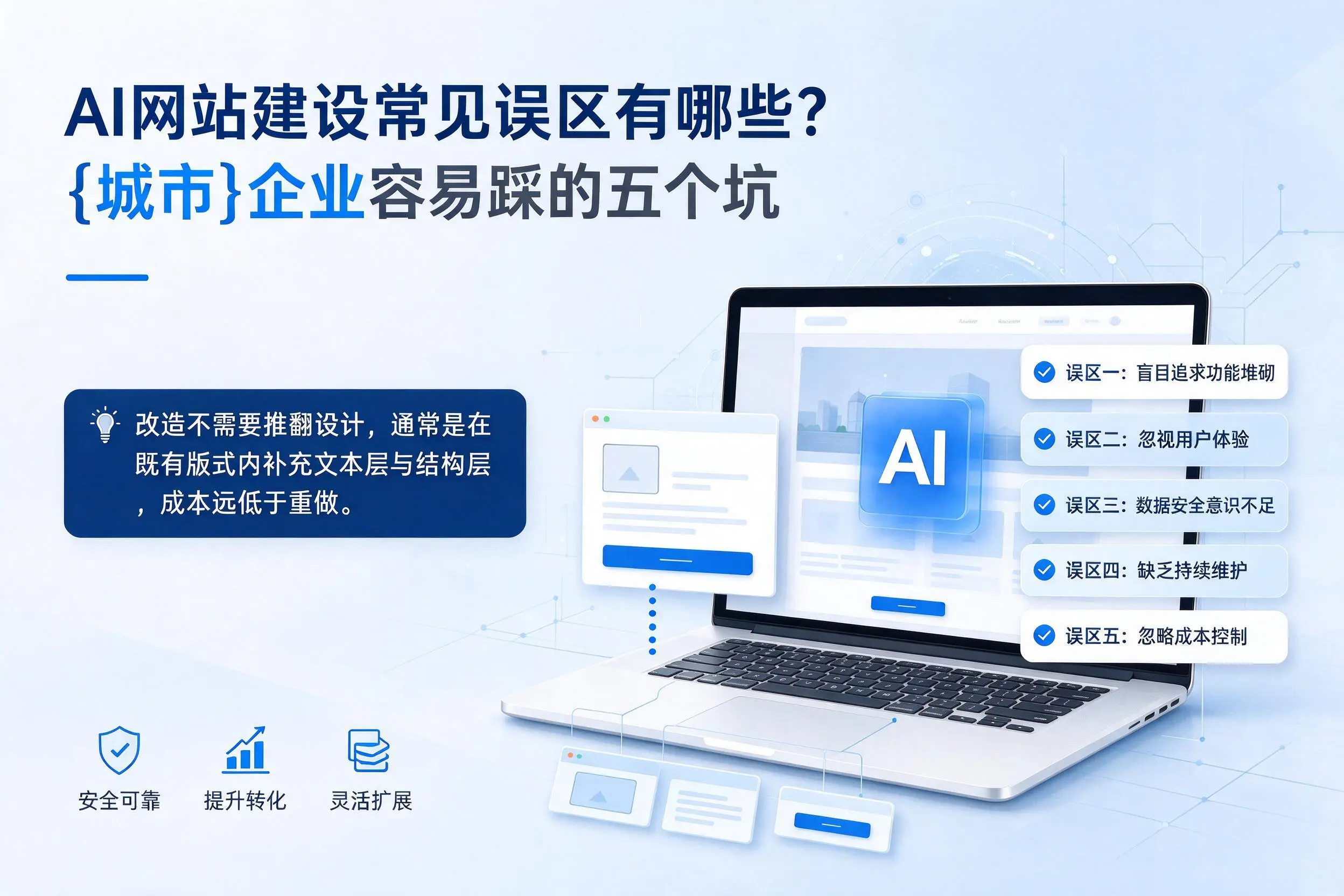 AI网站建设常见误区有哪些？滨州企业容易踩的五个坑