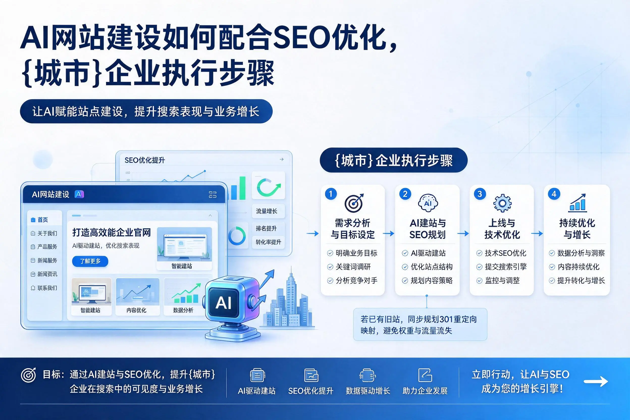 AI网站建设如何配合SEO优化，滨州企业执行步骤