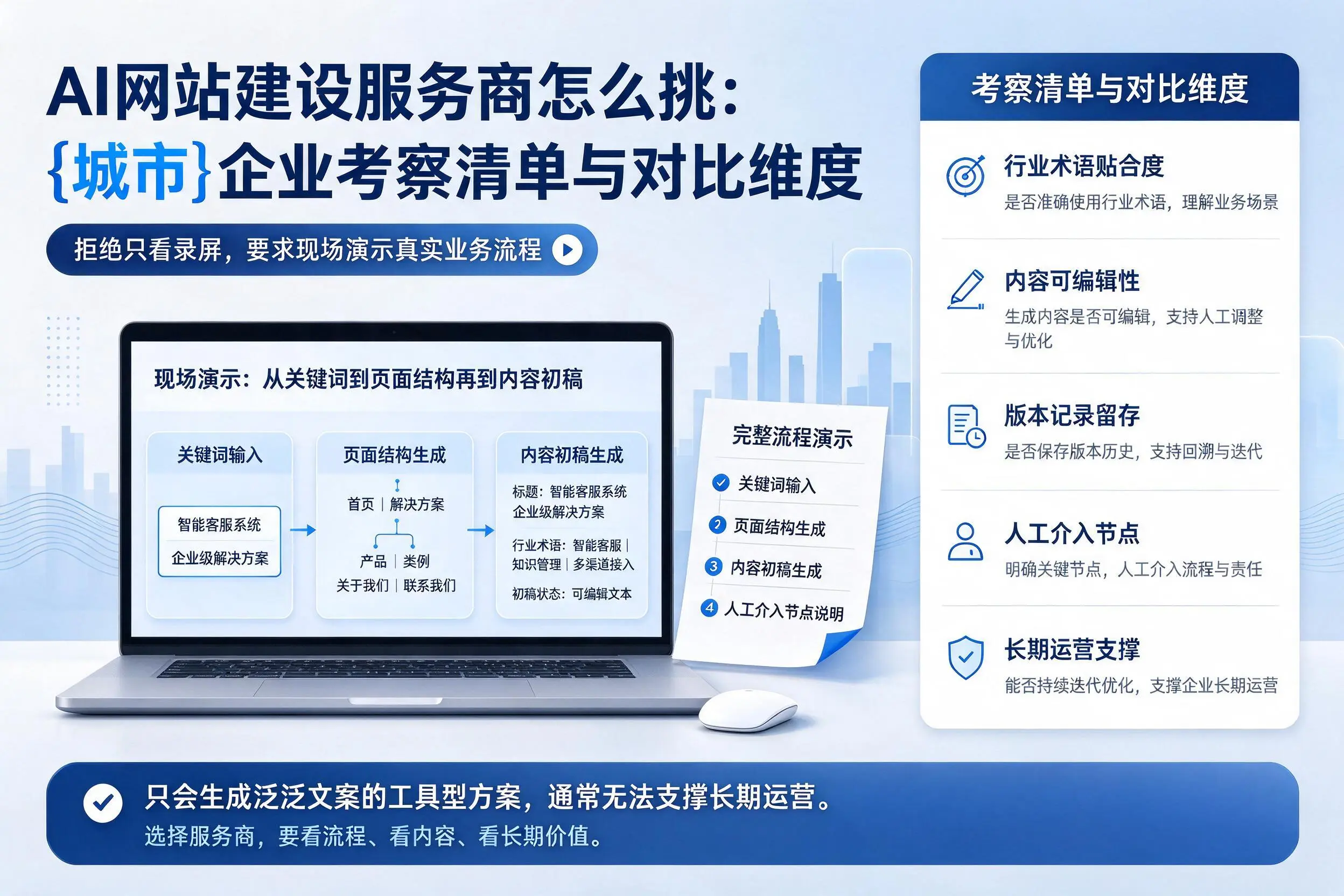 AI网站建设服务商怎么挑:滨州企业考察清单与对比维度