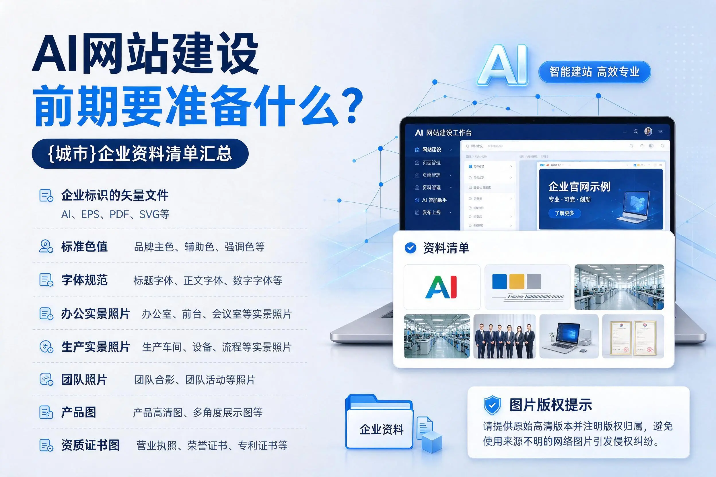 AI网站建设前期要准备什么?滨州企业资料清单汇总